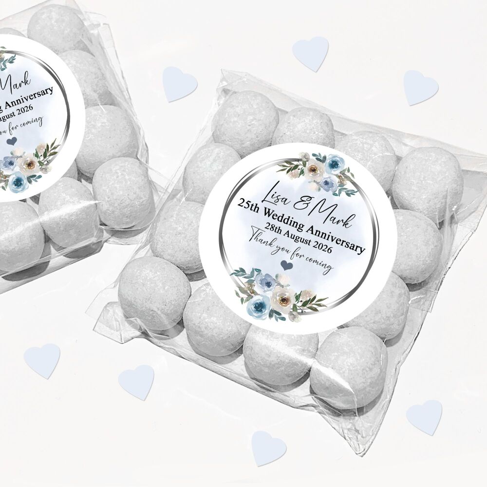 Wedding Anniversary Favour Bags DIY Kits Dusty Blue Flowers x12