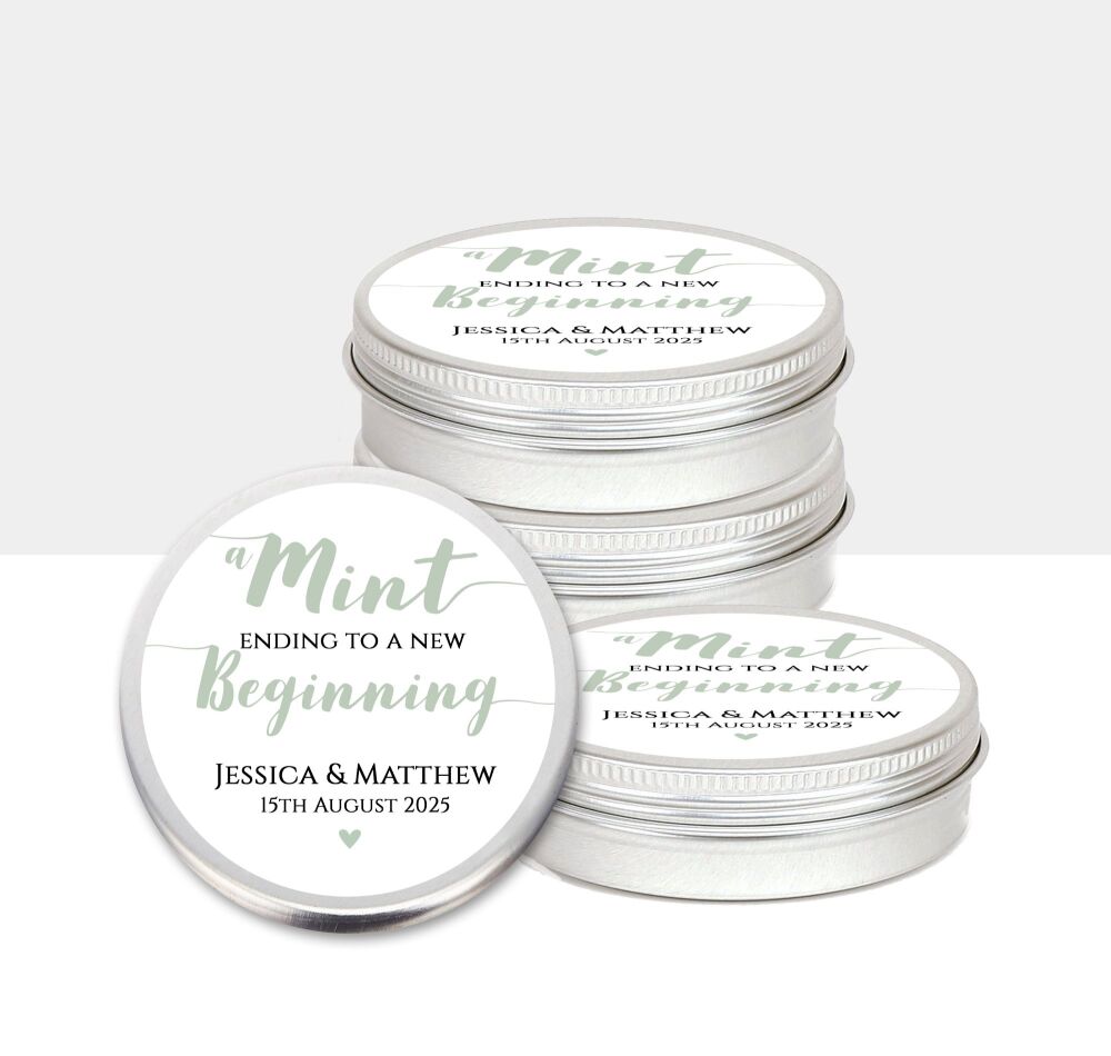 Mint Ending to A New Beginning Wedding Mint Tins Favours x1