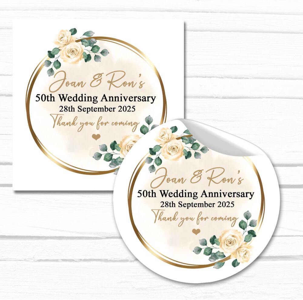 50th Golden Wedding Anniversary Personalised Stickers