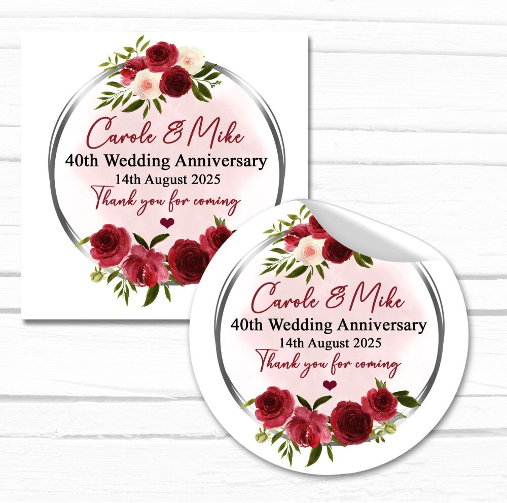 40th Ruby Wedding Anniversary Personalised Stickers