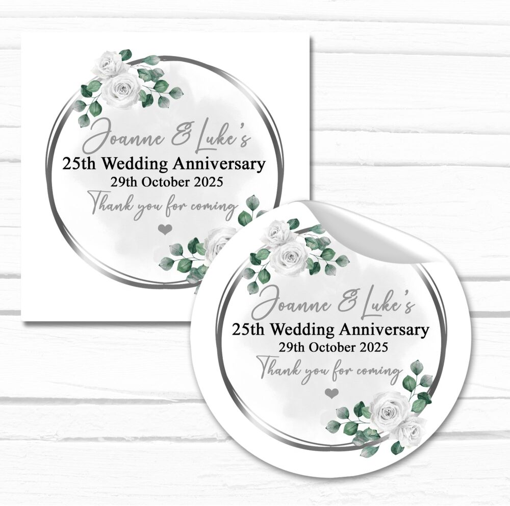 25th Silver Wedding Anniversary Personalised Stickers