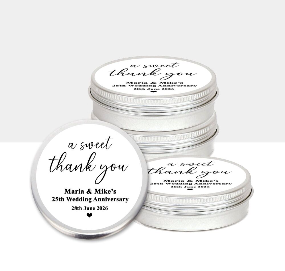 A Sweet Thank You Wedding Anniversary Favours Tins x1