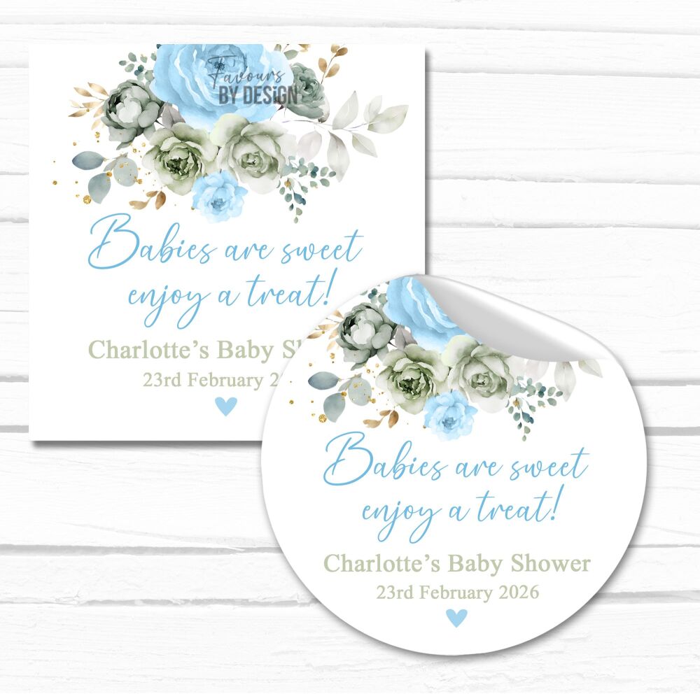 Blue Babies Are Sweet Personalised Baby Shower Stickers