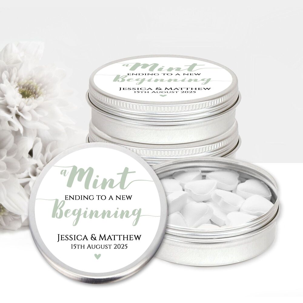 Mint Ending to A New Beginning Wedding Mint Tins Favours x1