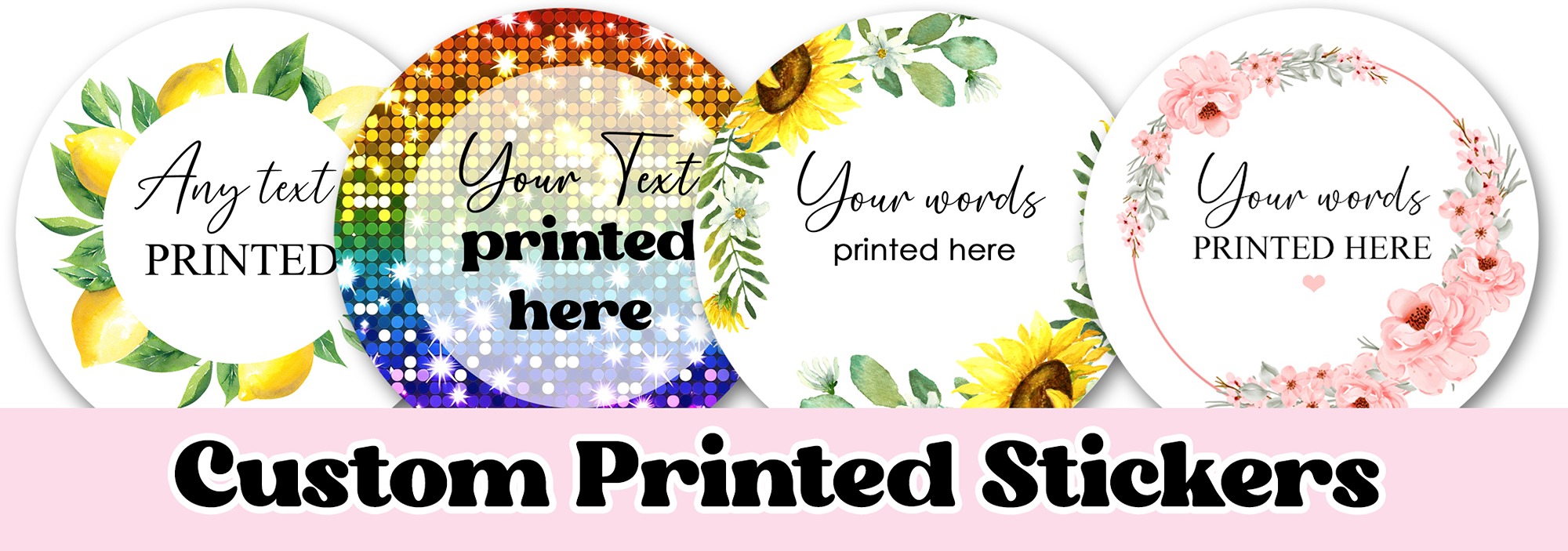 custom printed stickers any text labels gloss