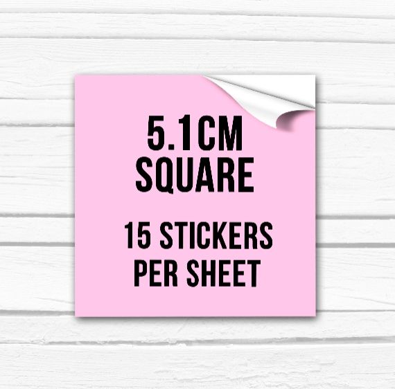 5.1cm Square Logo stickers Own Image Labels x 1 A4 Sheet