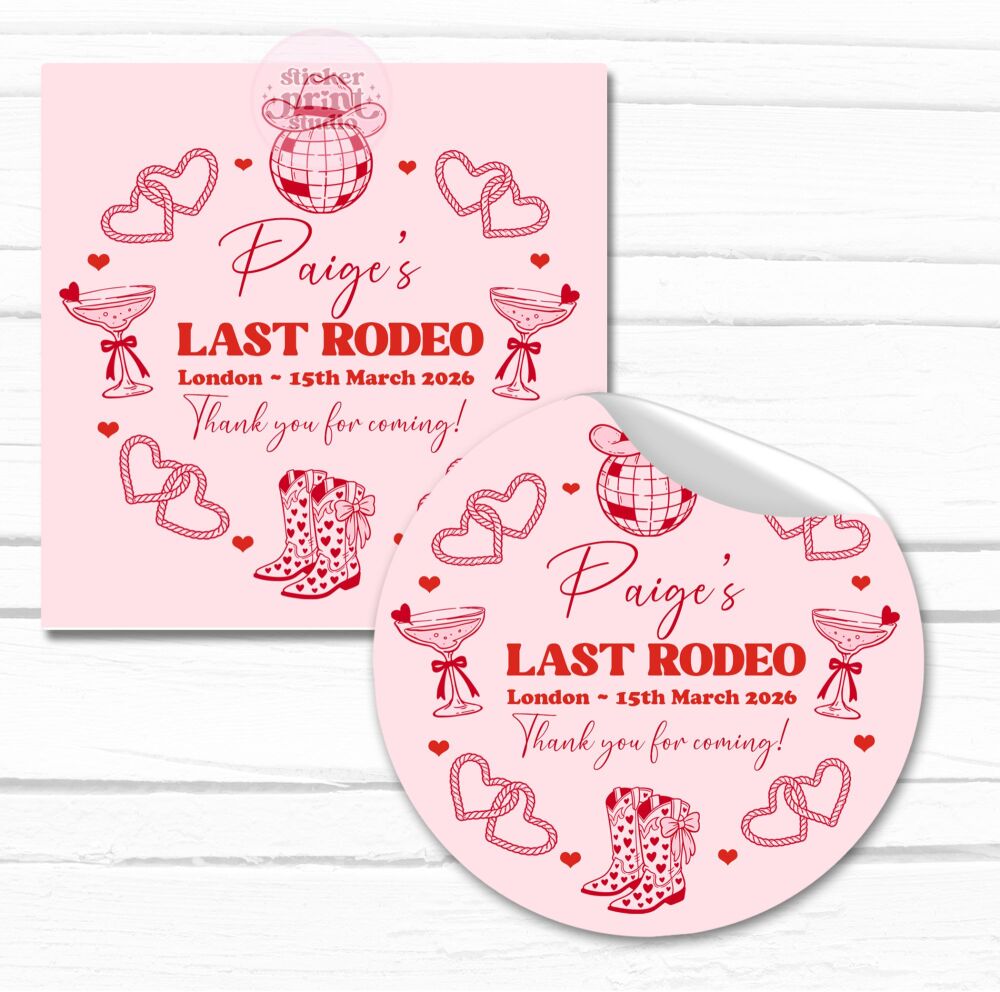 Last Rodeo Hen Party Stickers Cowgirl Disco Doodles A4 Sheet x1