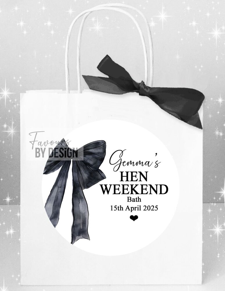 Black Bow Hen Party Bags x1