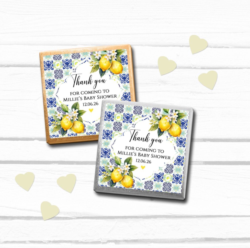 Amalfi Coast Lemons Baby Shower Party Chocolates Favours x10