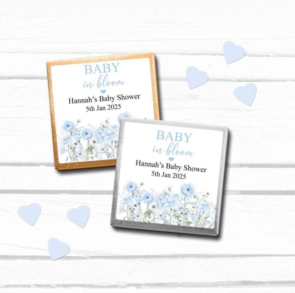 Blue Baby In Bloom Baby Shower Party Chocolates Favours x10