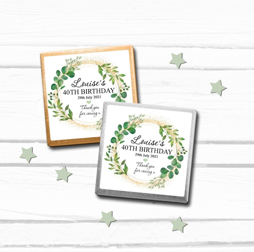 Botanicals Gold Dust Birthday Party Chocolates Favours x10