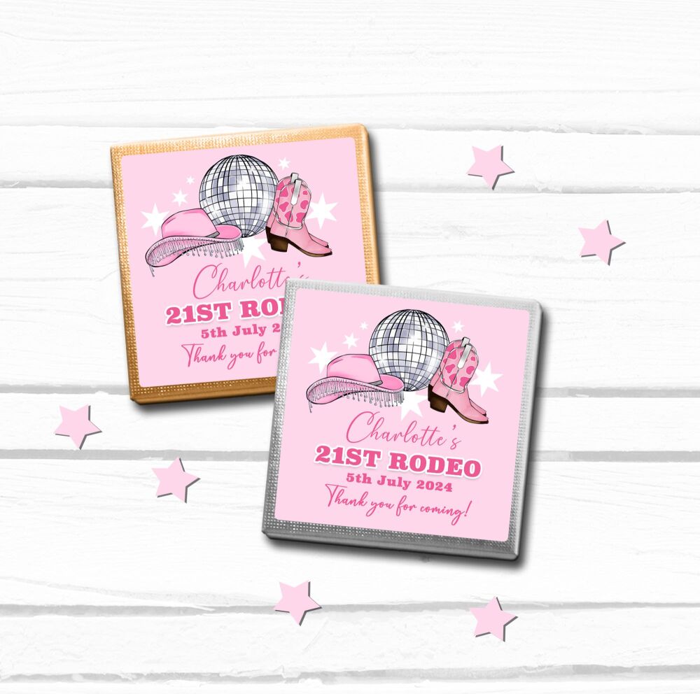 Rodeo Cowgirl Disco Birthday Party Chocolates Favours x10