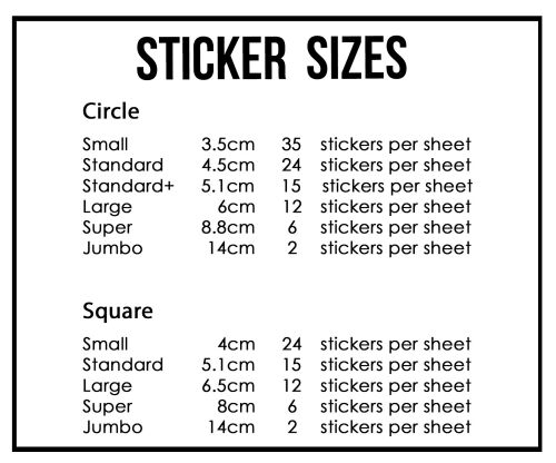 sticker size chart sticker size chart
