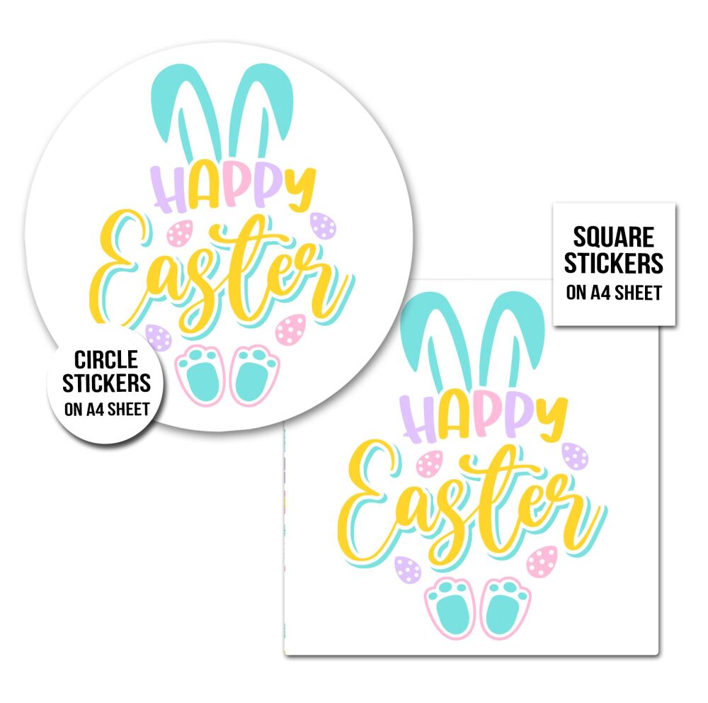 Happy Easter Bunny Stickers A4 Sheet x1