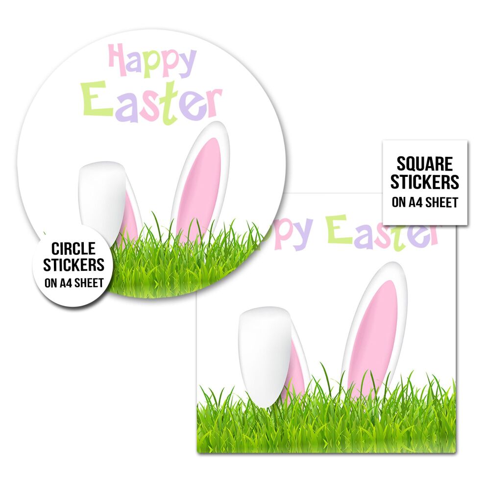 Happy Easter Stickers Bunny Ears A4 Sheet x1