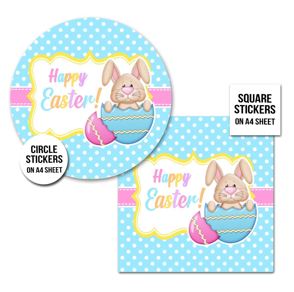 Happy Easter Stickers Bunny In Egg A4 Sheet x1