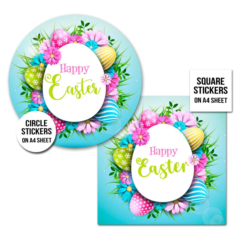 Happy Easter Stickers Floral Burst Egg A4 Sheet x1
