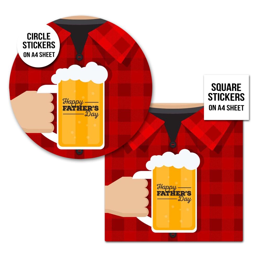 Beer Glass Happy Father's Day Gift Stickers A4 Sheet x1