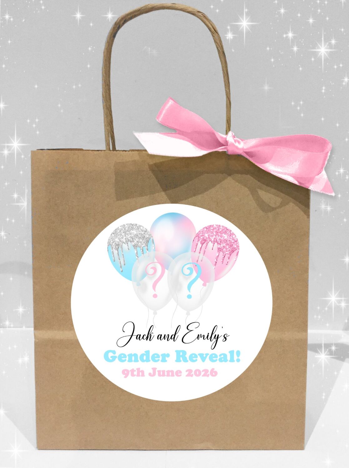 Gender Reveal Party Bags Pink Blue Balloons x1