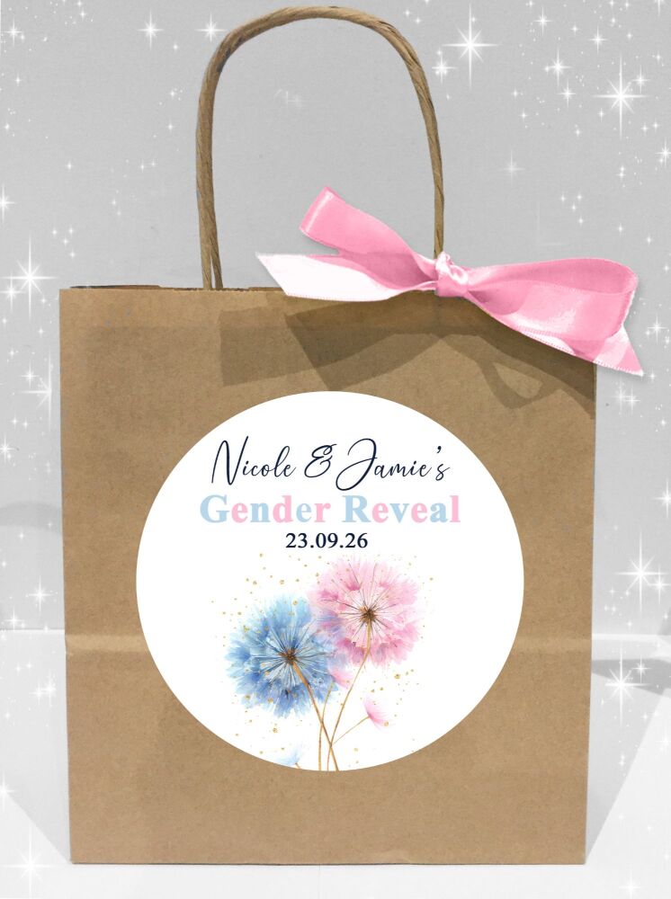 Gender Reveal Party Bags Pink Blue Flowers x1