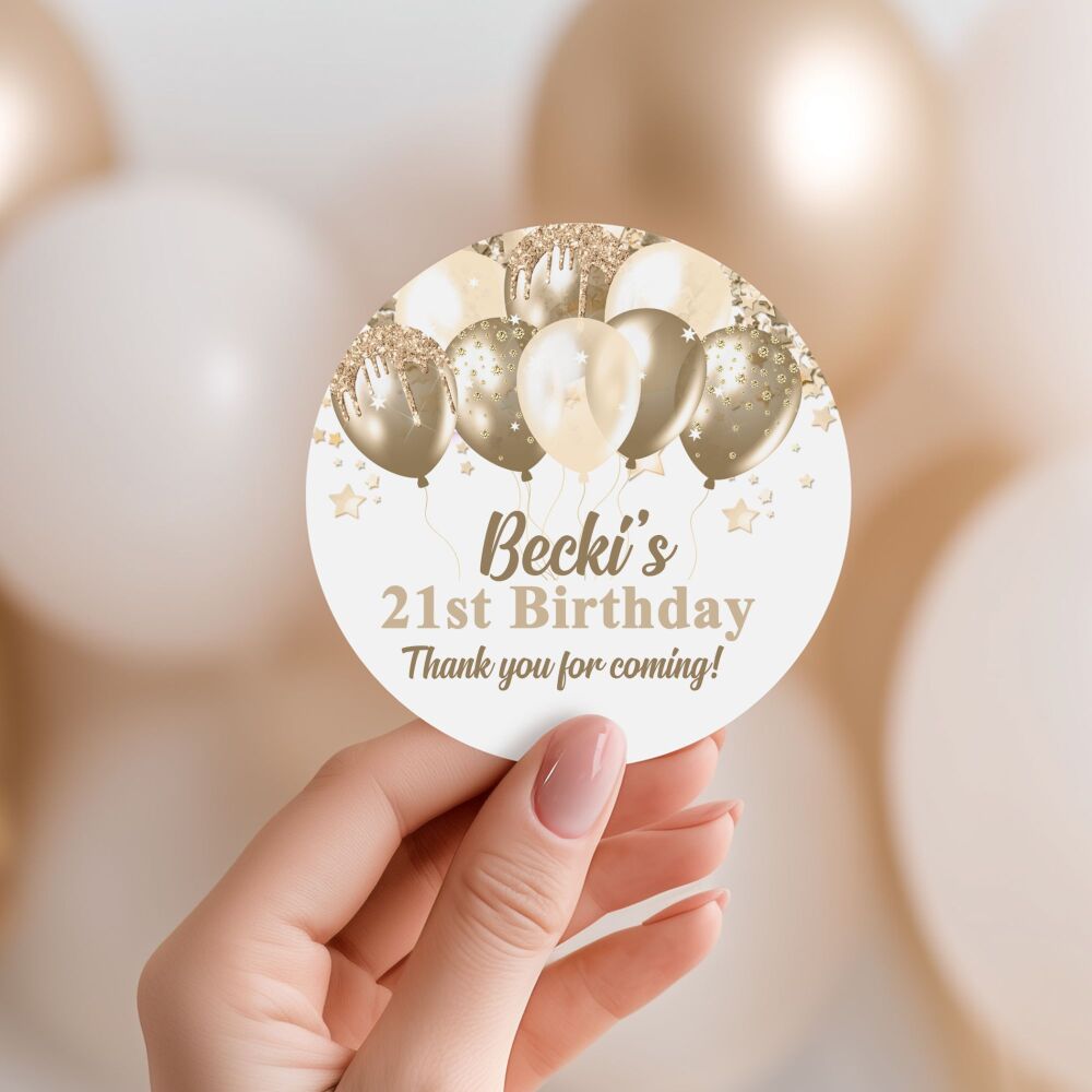 Personalised Stickers Adult Birthday Champagne Balloons