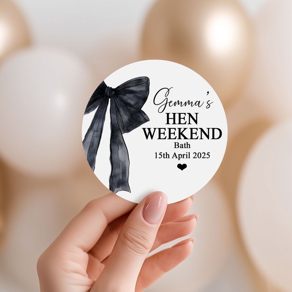 Black Bow Hen Party Stickers