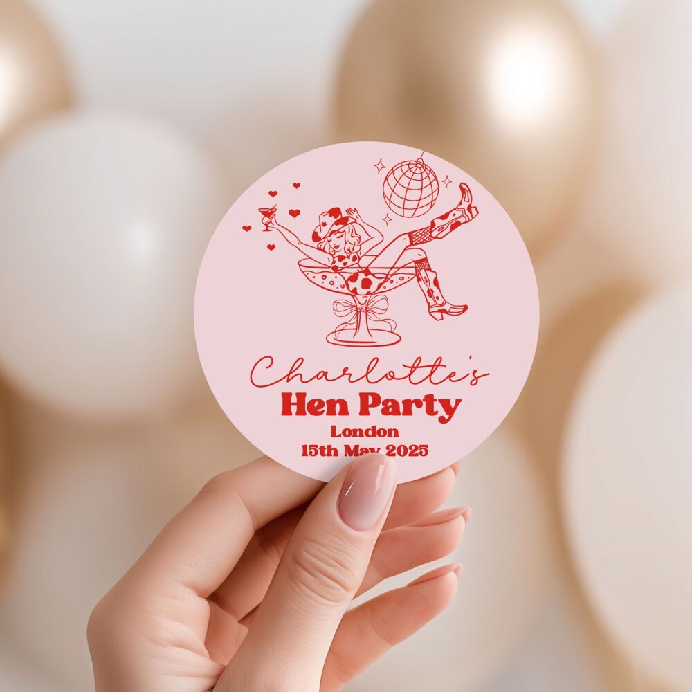 Cowgirl Disco Hen Party Stickers Cowgirl in Glass
