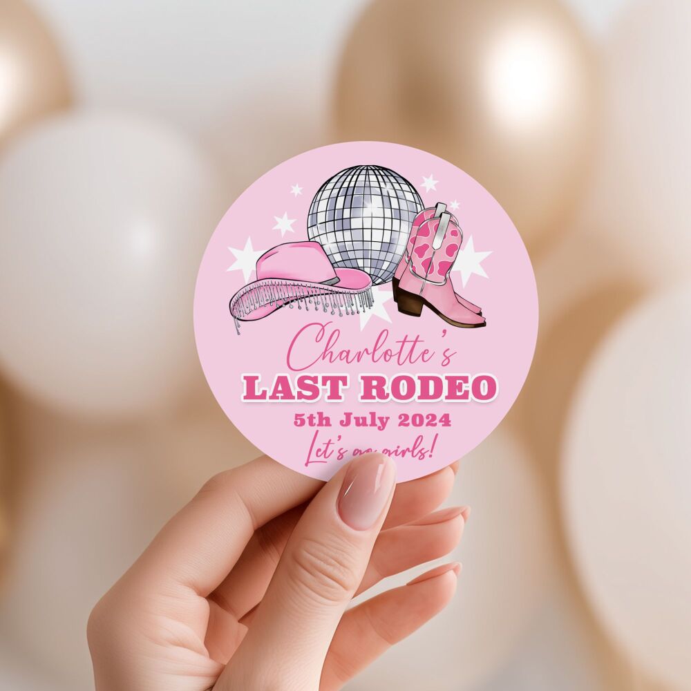 Pink Last Rodeo Hen Party Stickers Cowgirl Disco