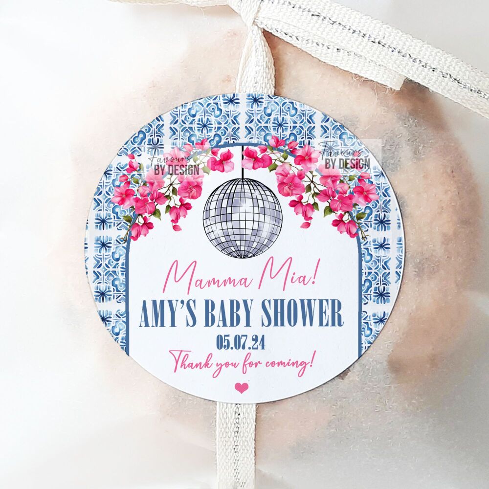 Mamma Mia Baby Shower Stickers Gloss Favour Labels