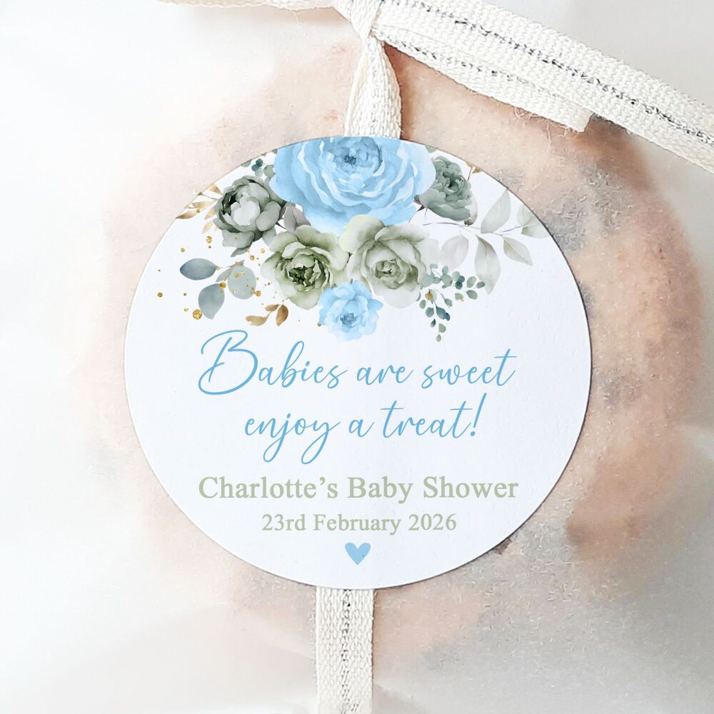 Blue Babies Are Sweet Personalised Baby Shower Stickers