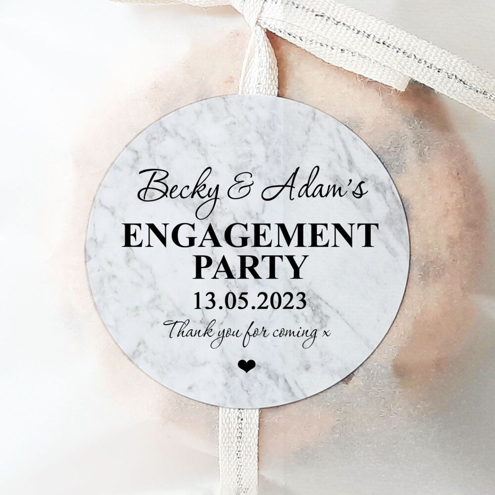 Engagement Party Stickers Custom Personalised Marble Print