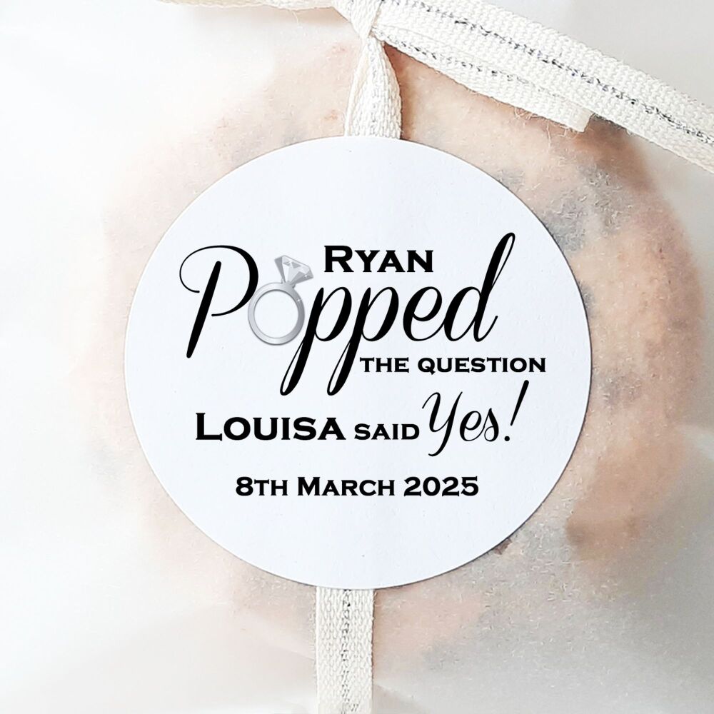 Popped The Question Personalised Stickers Engagement Party