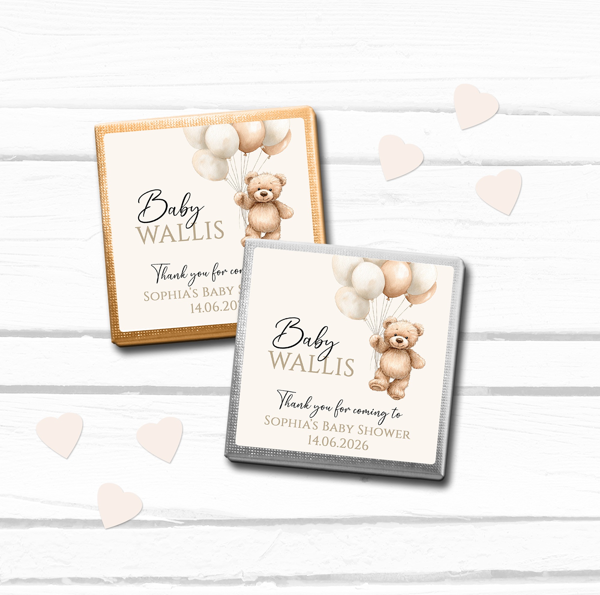 Baby shower personalised chocolates