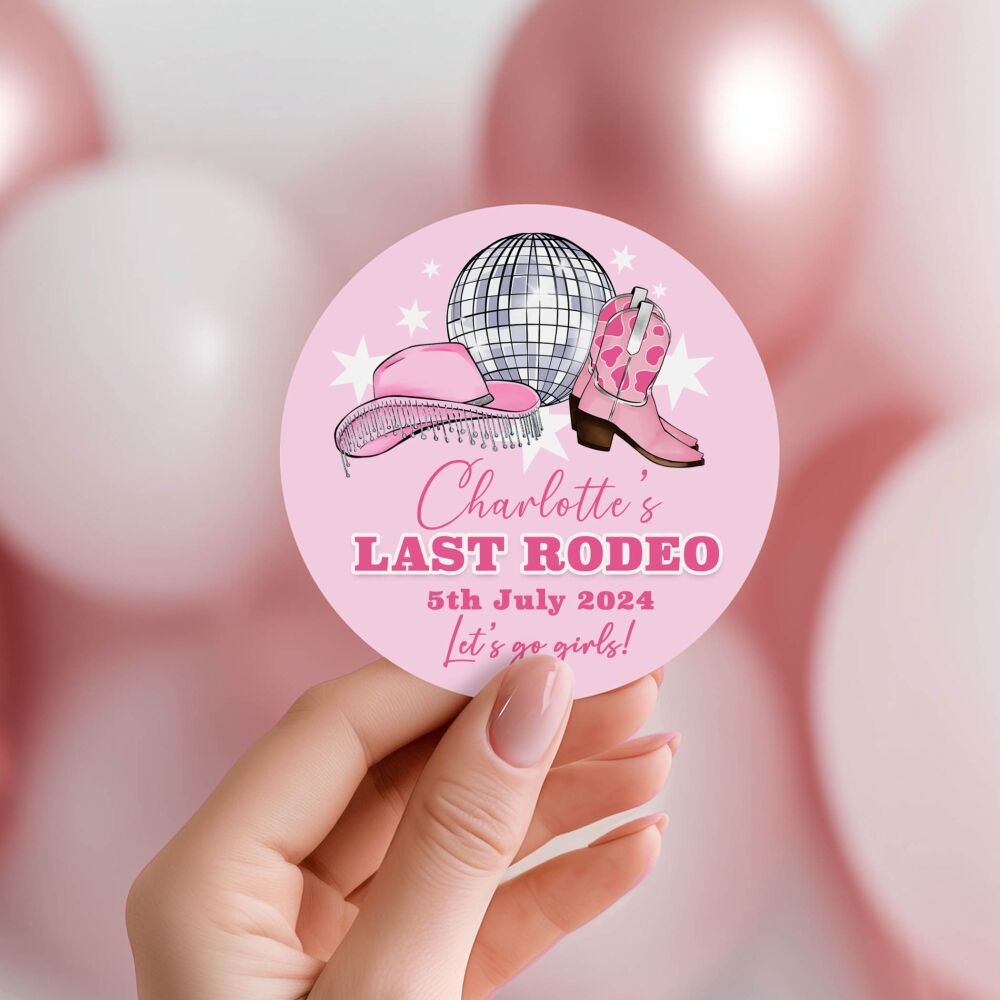 Pink Last Rodeo Hen Party Stickers Cowgirl Disco