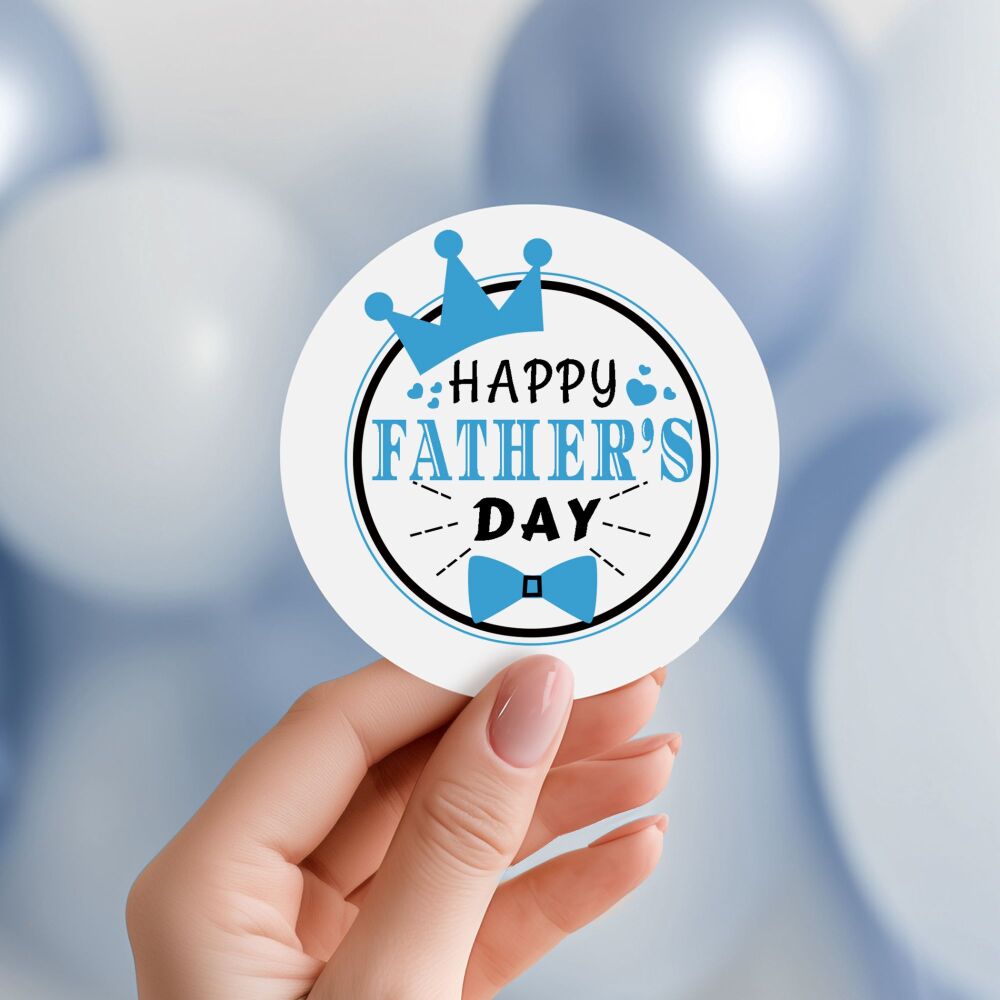 Crown And Bow Tie Happy Fathers Day Gift Stickers A4 Sheet x1