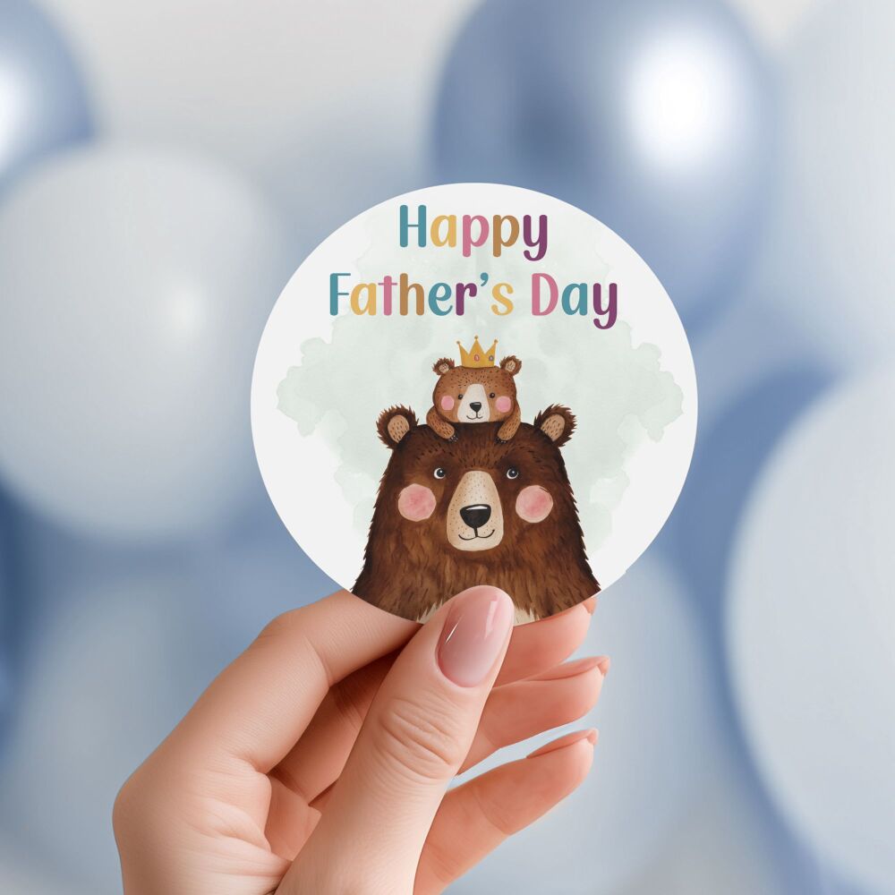 Papa Bear Happy Fathers Day Gift Stickers A4 Sheet x1