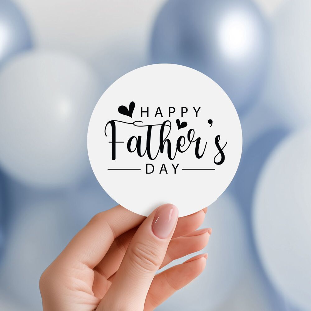 Black And White Hearts Happy Fathers Day Gift Stickers A4 Sheet x1