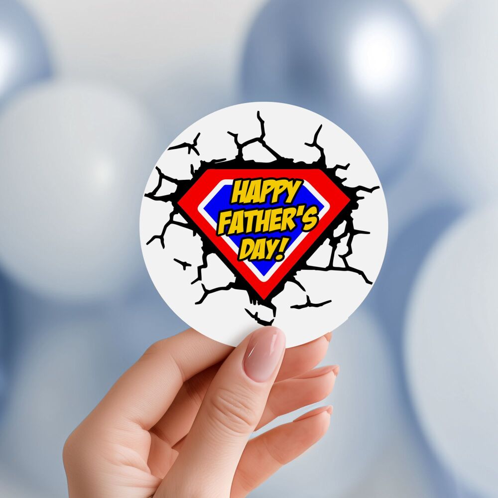 Superhero Happy Father's Day Gift Stickers A4 Sheet x1