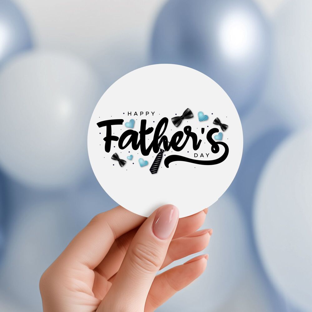 Bow Ties Hearts Happy Fathers Day Gift Stickers A4 Sheet x1