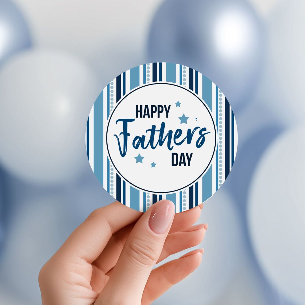 Blue Stripes Happy Father's Day Stickers A4 Sheet x1