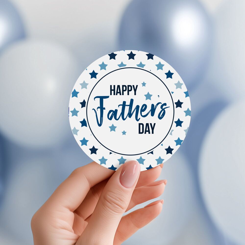 Blue Stars Happy Father's Day Gift Stickers A4 Sheet x1