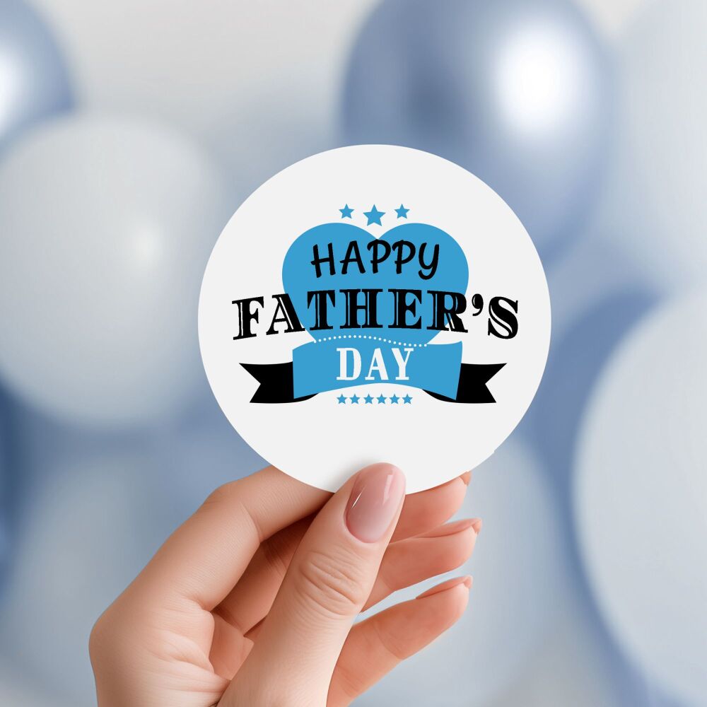 Hearts and Stars Happy Father's Day Gift Stickers A4 Sheet x1