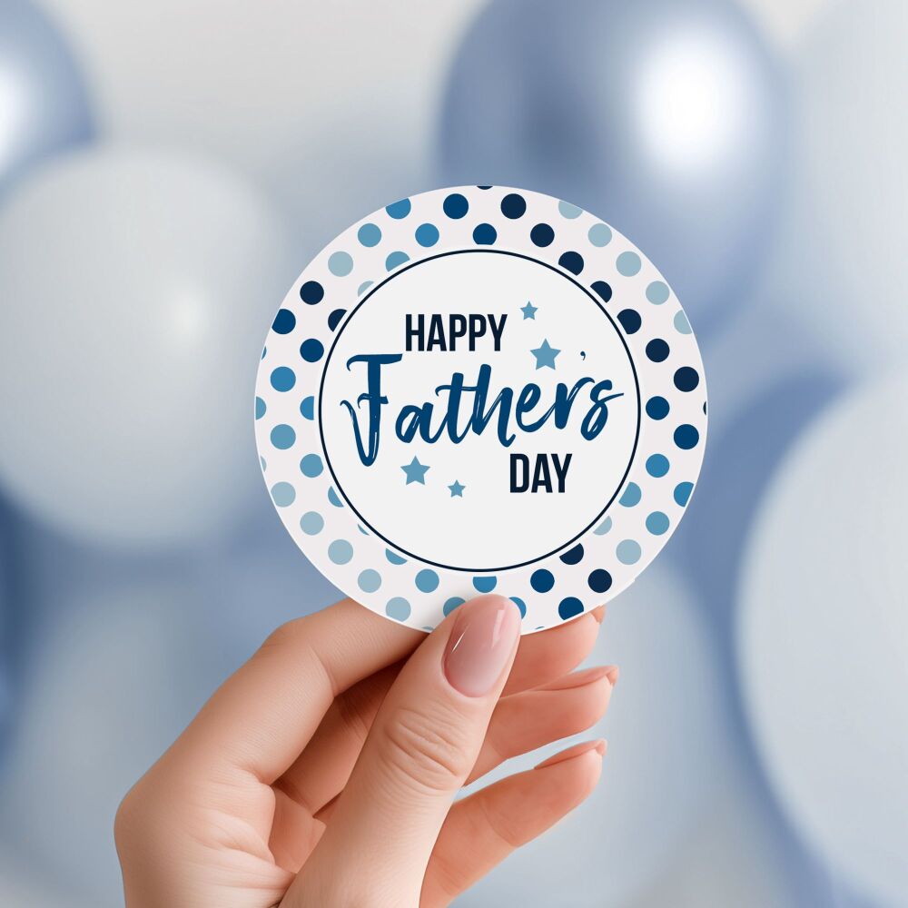 Blue Polka Dots Happy Father's Day Gift Stickers A4 Sheet x1