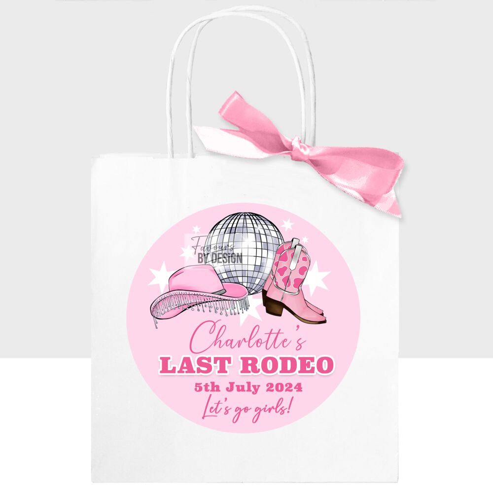 Last Rodeo Hen Personalised Pink Cowgirl Disco Party Bags x1