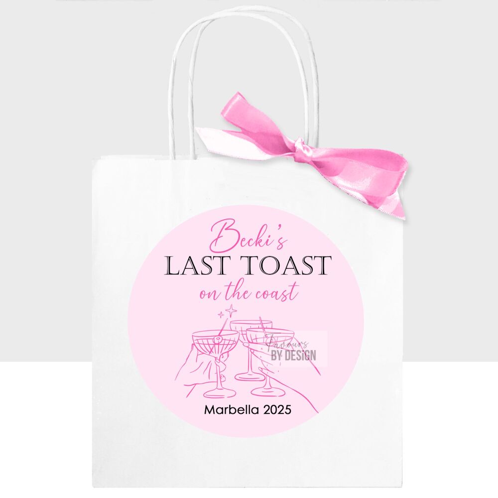 Last Toast On The Coast Pink Hen Personalised Party Bags x1