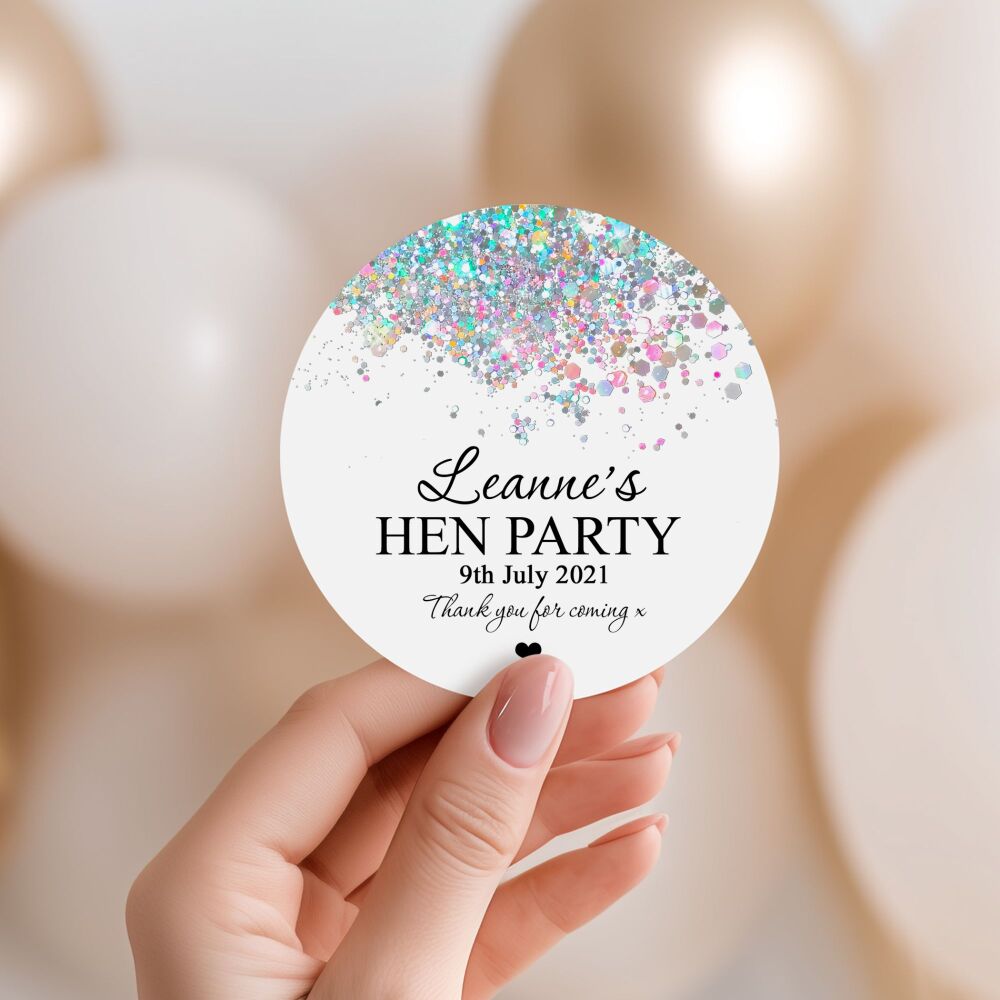 Hen Party Stickers White Glitter Confetti