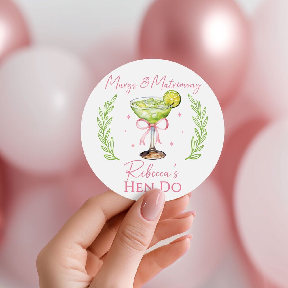 Margs and Matrimony Hen Party Stickers A4 Sheet x1