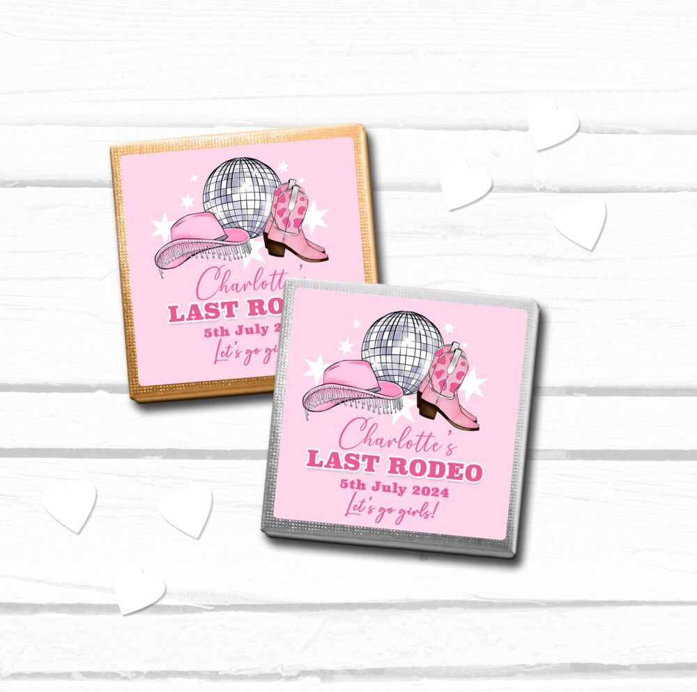Pink Last Rodeo Personalised Hen Party Chocolates x10