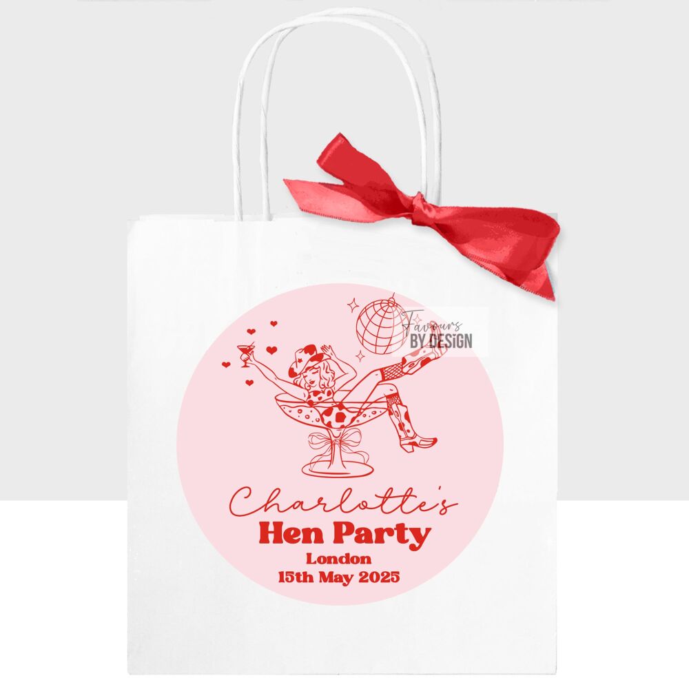 Last Rodeo Hen Personalised Cowgirl In Glass Party Bags x1