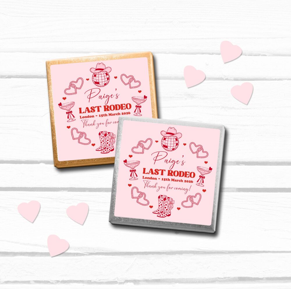 Last Rodeo Doodles Personalised Hen Party Chocolates x10